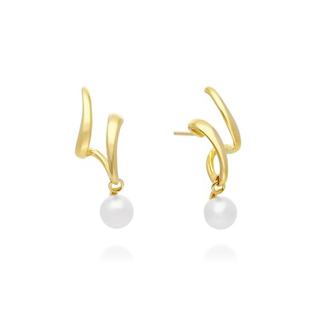 Pendientes Plata Chapada  Trepadores Perlas