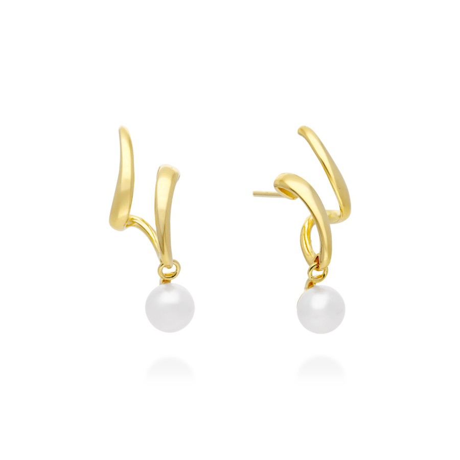 Pendientes Plata Chapada  Trepadores Perlas