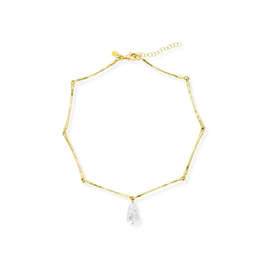 Gargantilla Plata Chapada y Perla