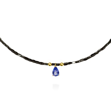 Collar Hematites Oro y Tanzanita