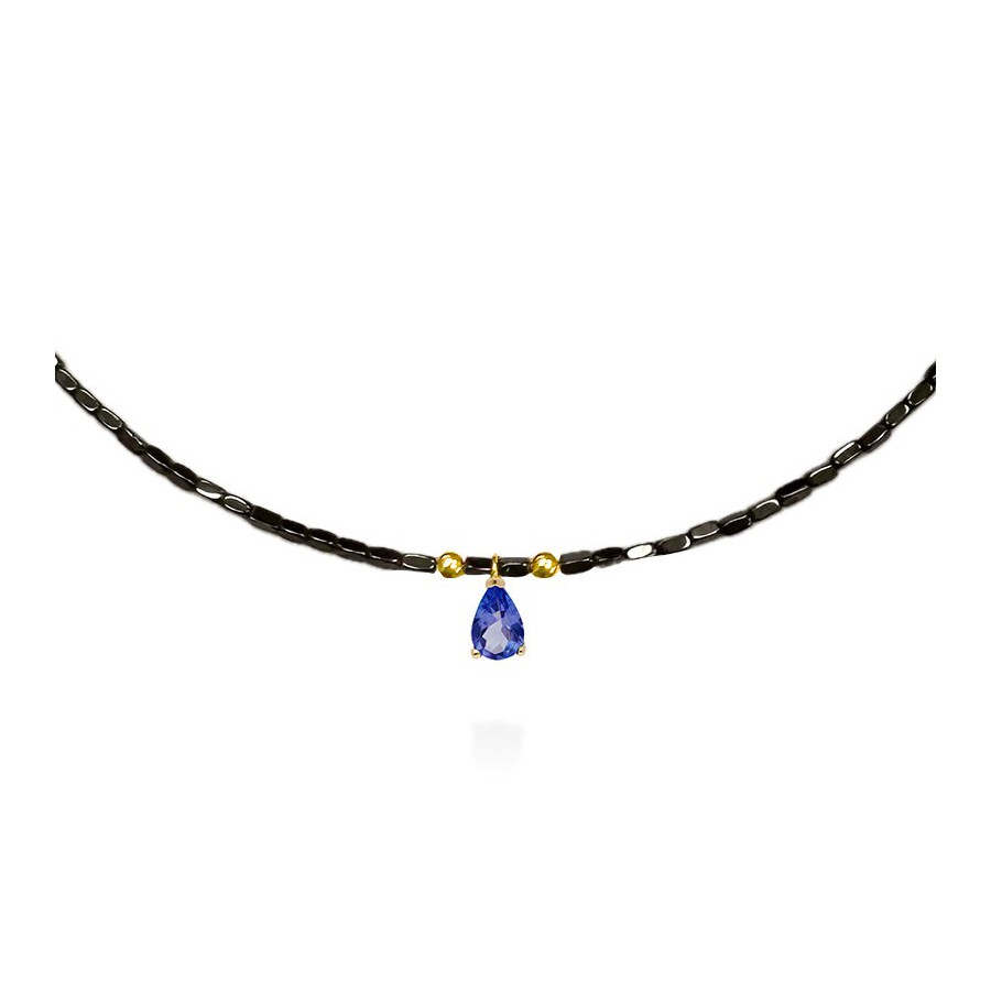 Collar Hematites Oro y Tanzanita