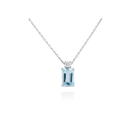 Colgante Oro Blanco Aguamarina y Diamante