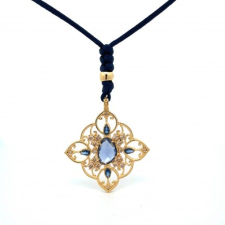 Colgante Plata Chapada Calado Azul Hiolitas