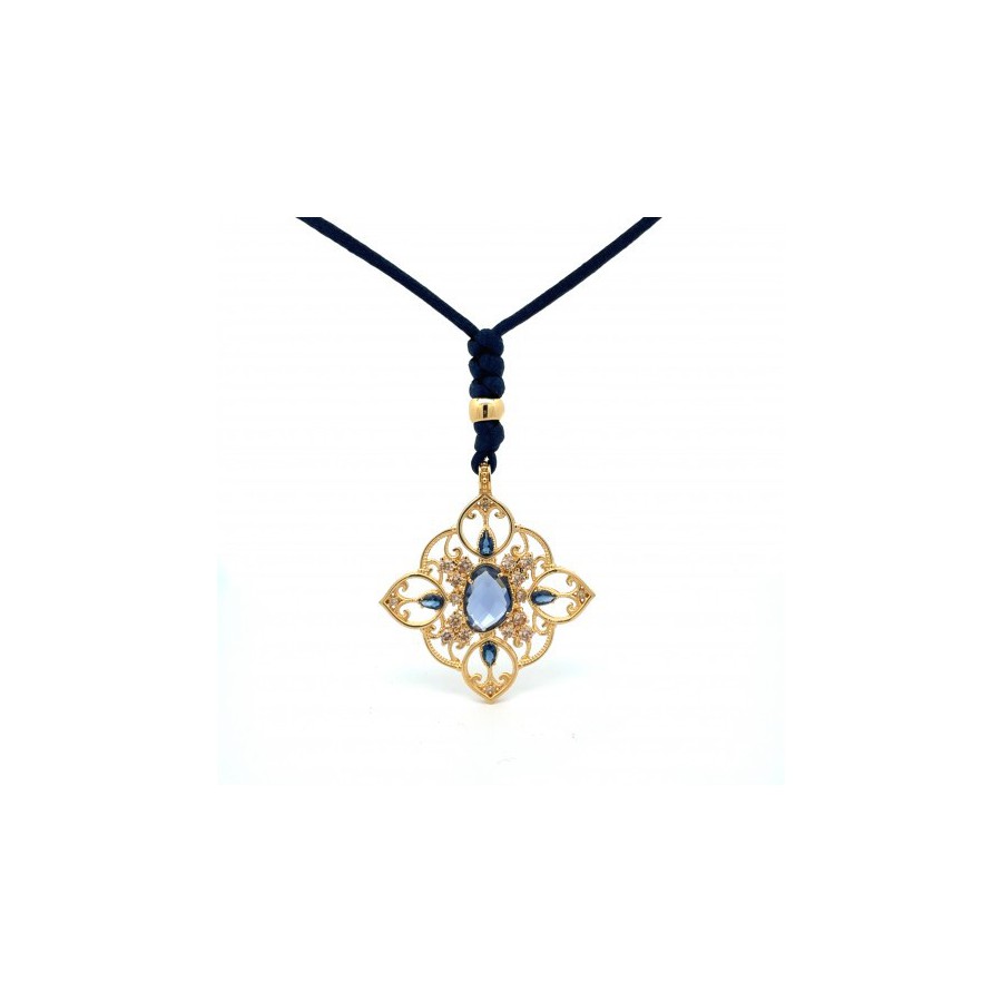 Colgante Plata Chapada Calado Azul Iolitas