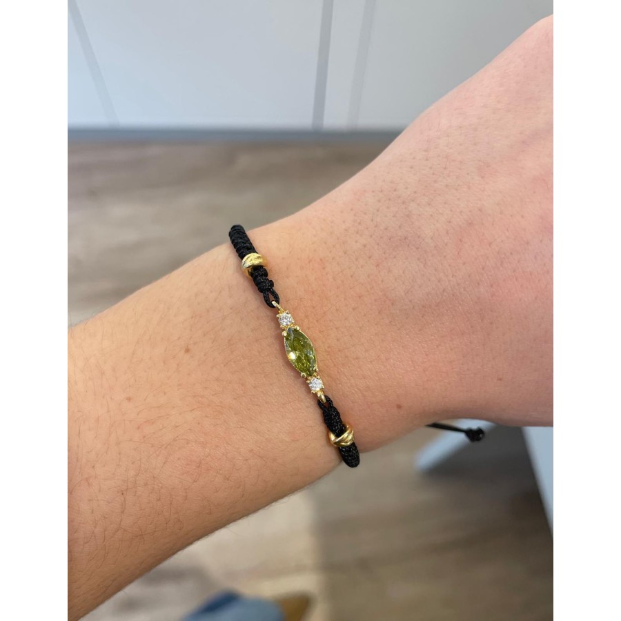 Pulsera Plata Chapada Olivina y Circonitas