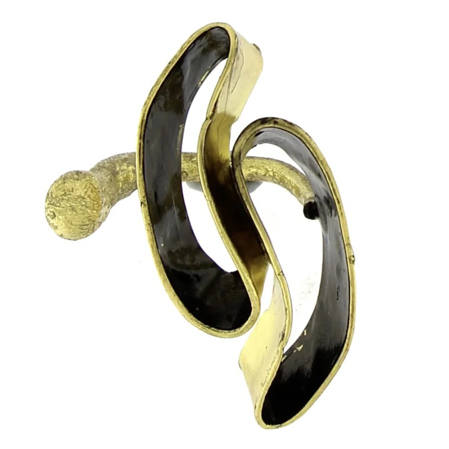 Anillo Bronces Ondas Negro