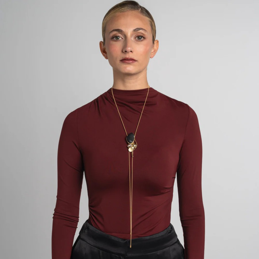 Collar Bronce Largo Black Cristal Tanzanita