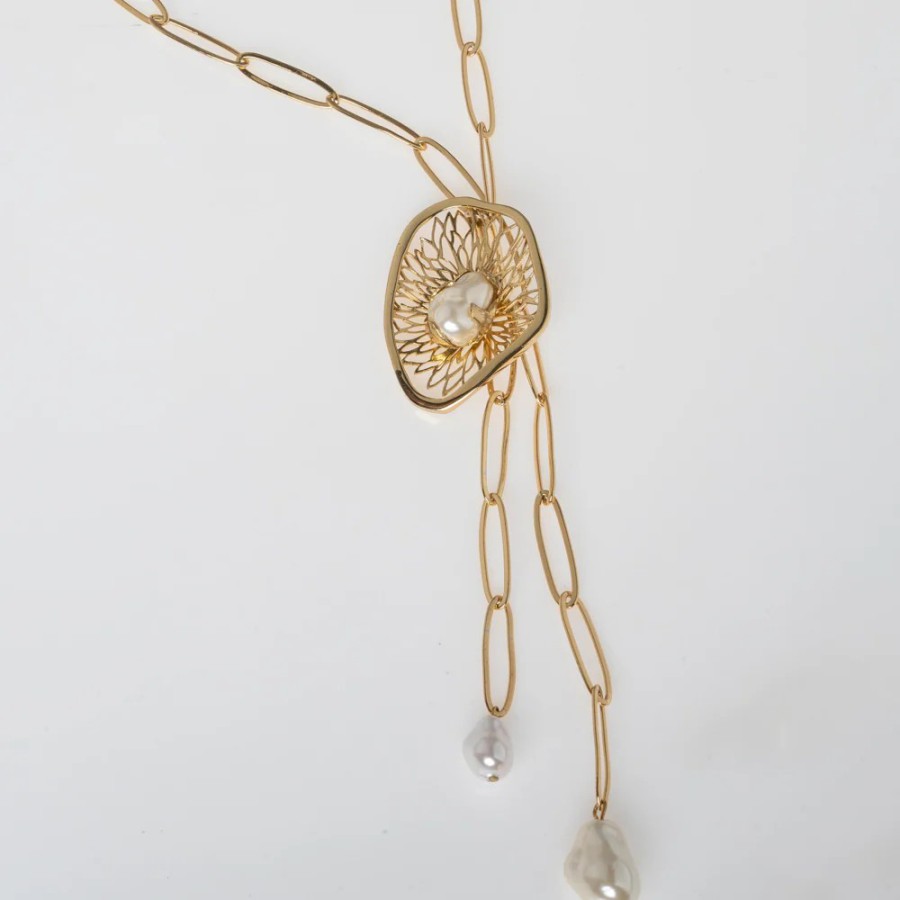 Collar Bronce Largo Opal Perlas