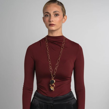 Collar Bronce Largo Black Perla