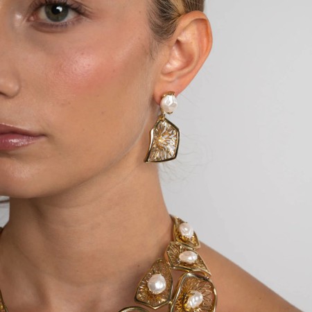 Pendientes Bronce Opal Perlas