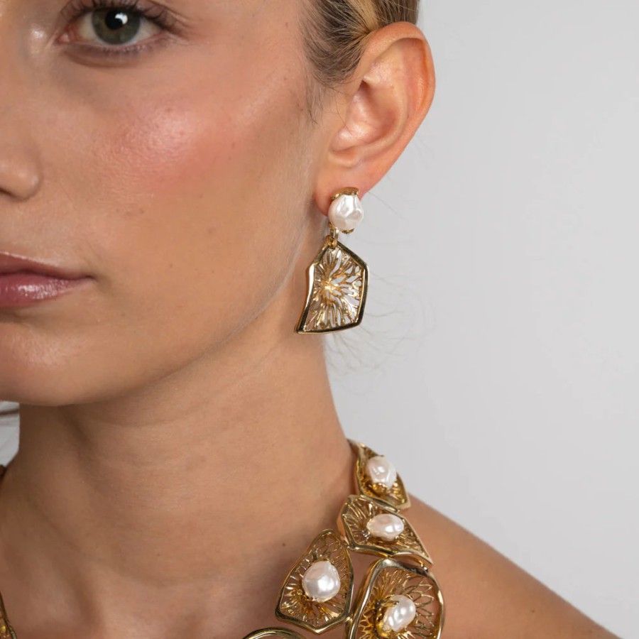 Pendientes Bronce Opal Perlas