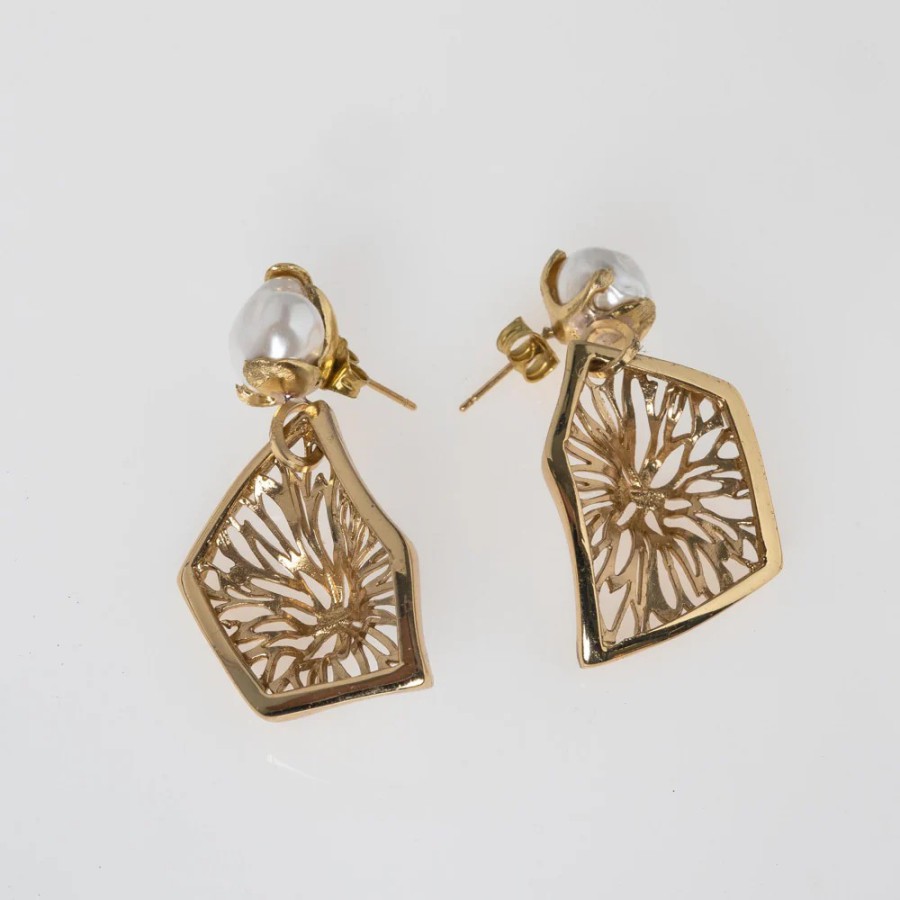 Pendientes Bronce Opal Perlas