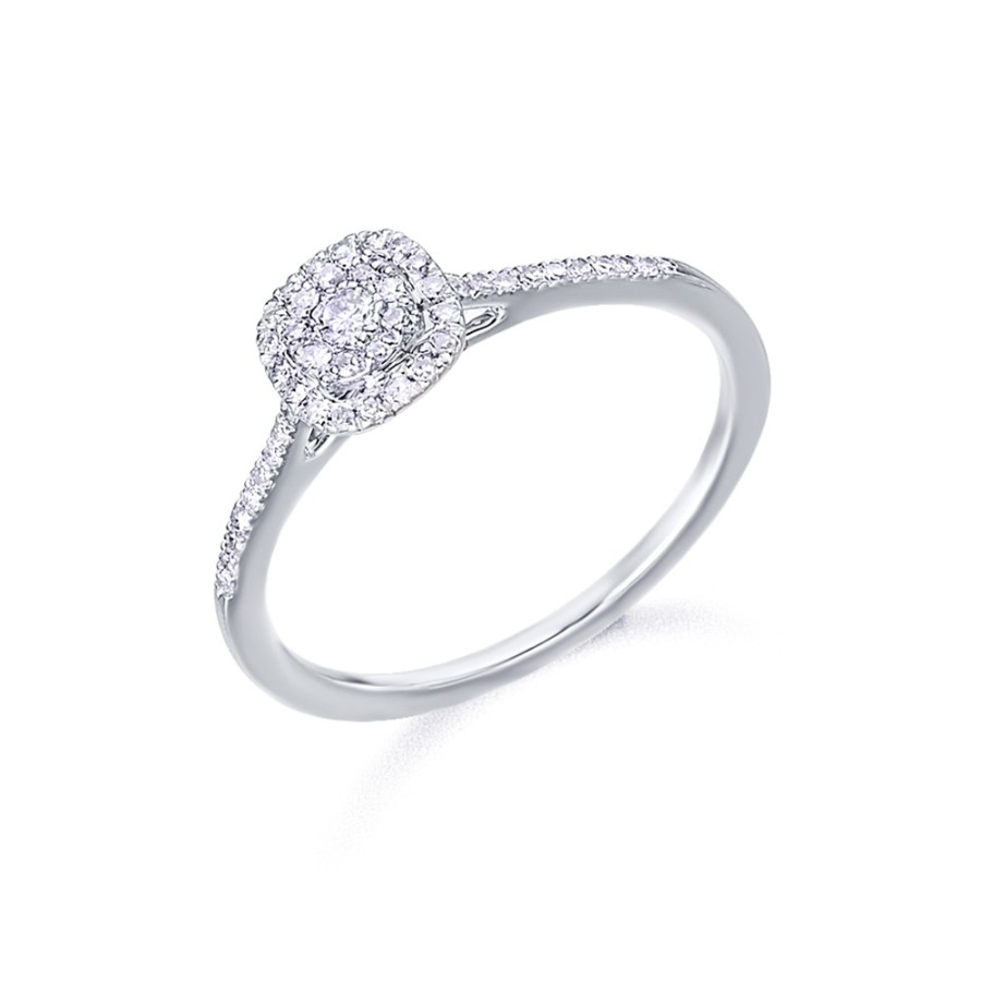 Anillo Oro Blanco Y Brillantes 0,19qt