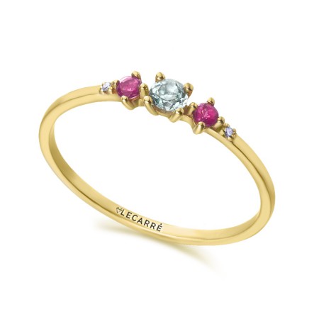 Anillo Oro Topacio y Rodolitas