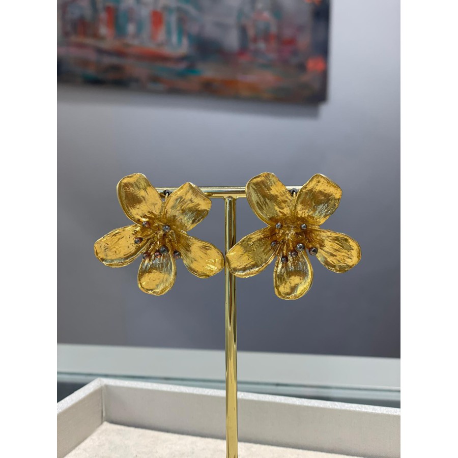 Pendientes Plata Chapada Flor