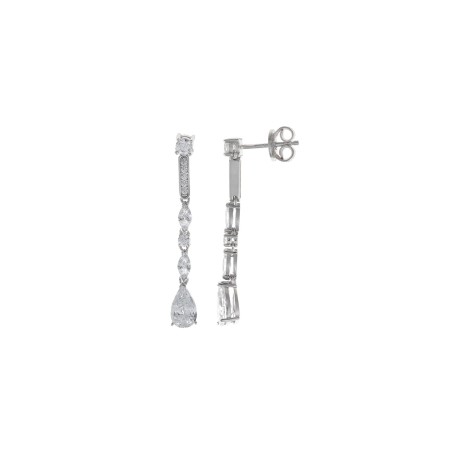 Pendientes Plata Tira Circonitas Óvalo