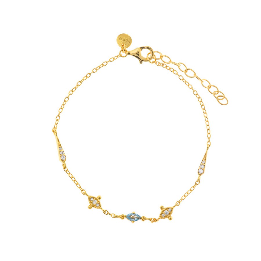 Pulsera Plata Chapada Peras Óvalos Azul