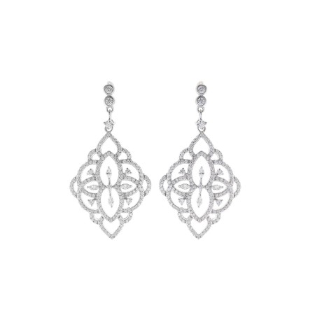 Pendientes Plata Rombo Calado Circonitas