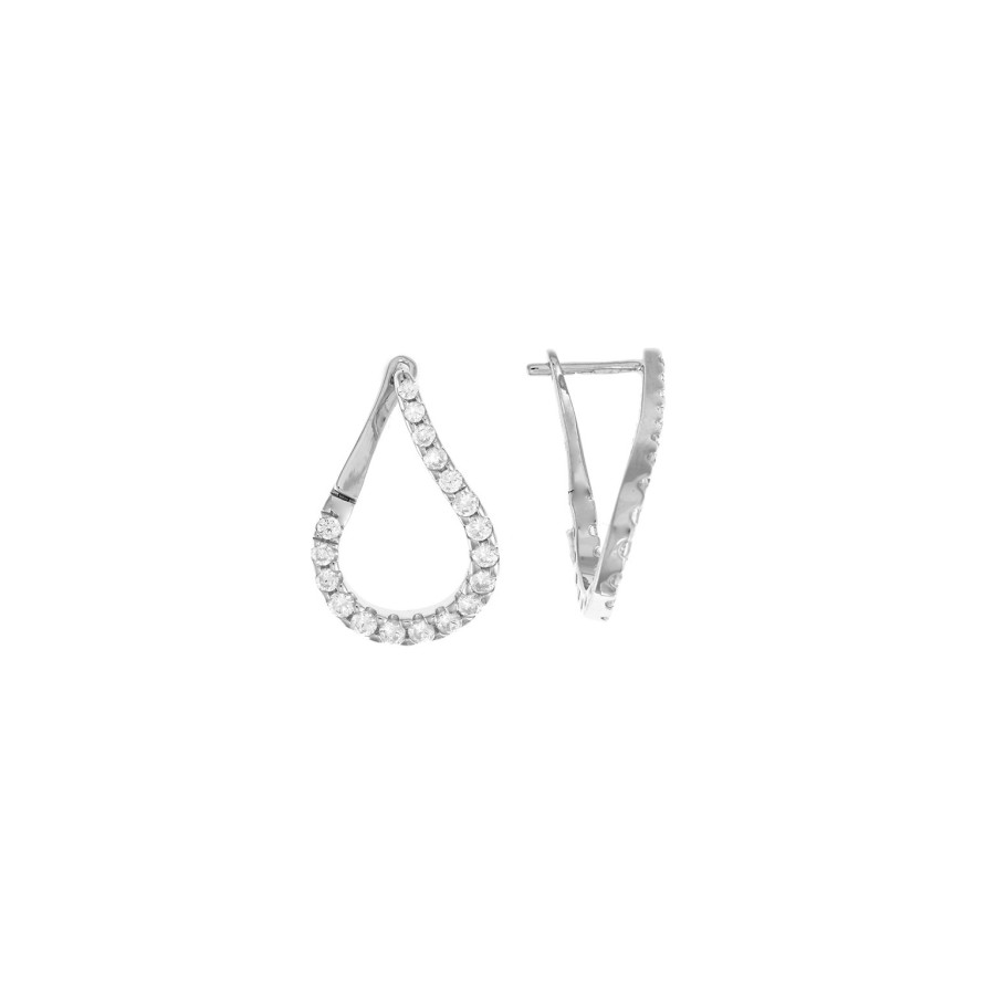 Pendientes Plata Rodio Pera Circonitas