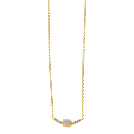 Gargantilla Plata Chapada Barra Cuadrado Circonitas