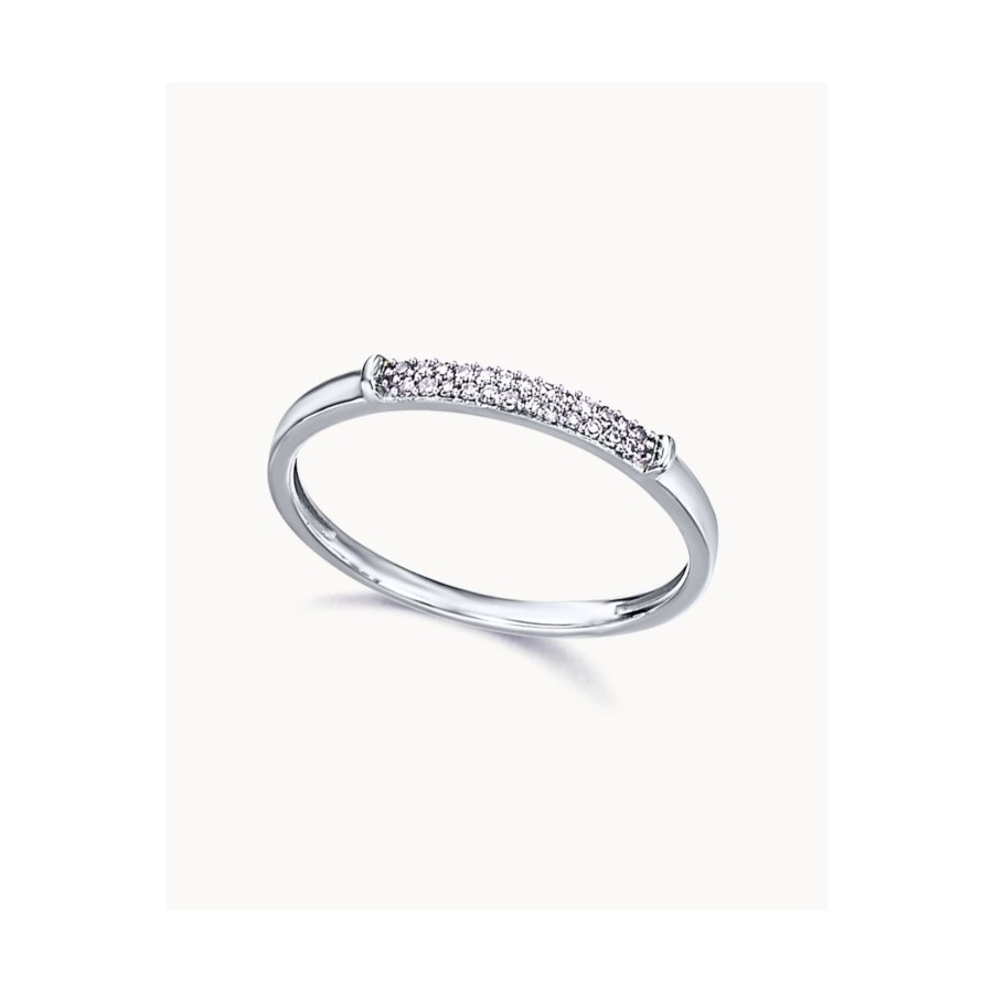 Anillo Oro Blanco Diamantes Pavé