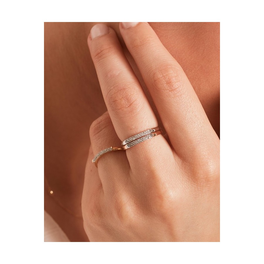 Anillo Oro Blanco Diamantes Pavé