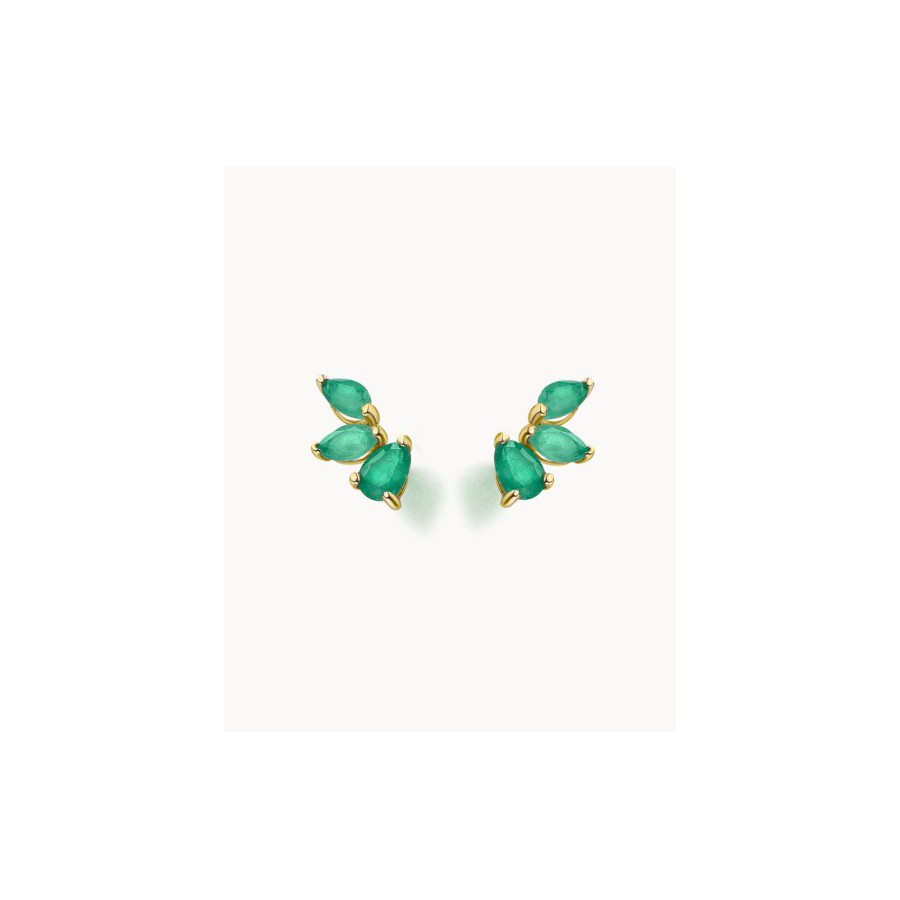Pendientes Oro Amarillo y Esmeraldas