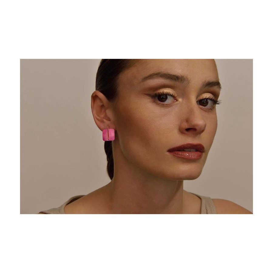Pendientes Plata Chapada Diamantado Rosa