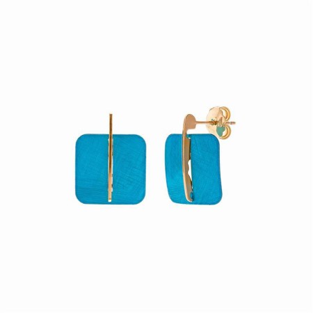 Pendientes Plata Chapada Cuadrados Diamantado Turquesa