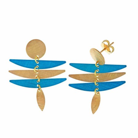 Pendientes Plata Chapada Diamantados Azul Jap