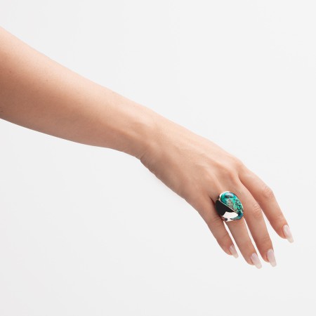 Anillo Plata Crisocola - Colección Belén Bajo
