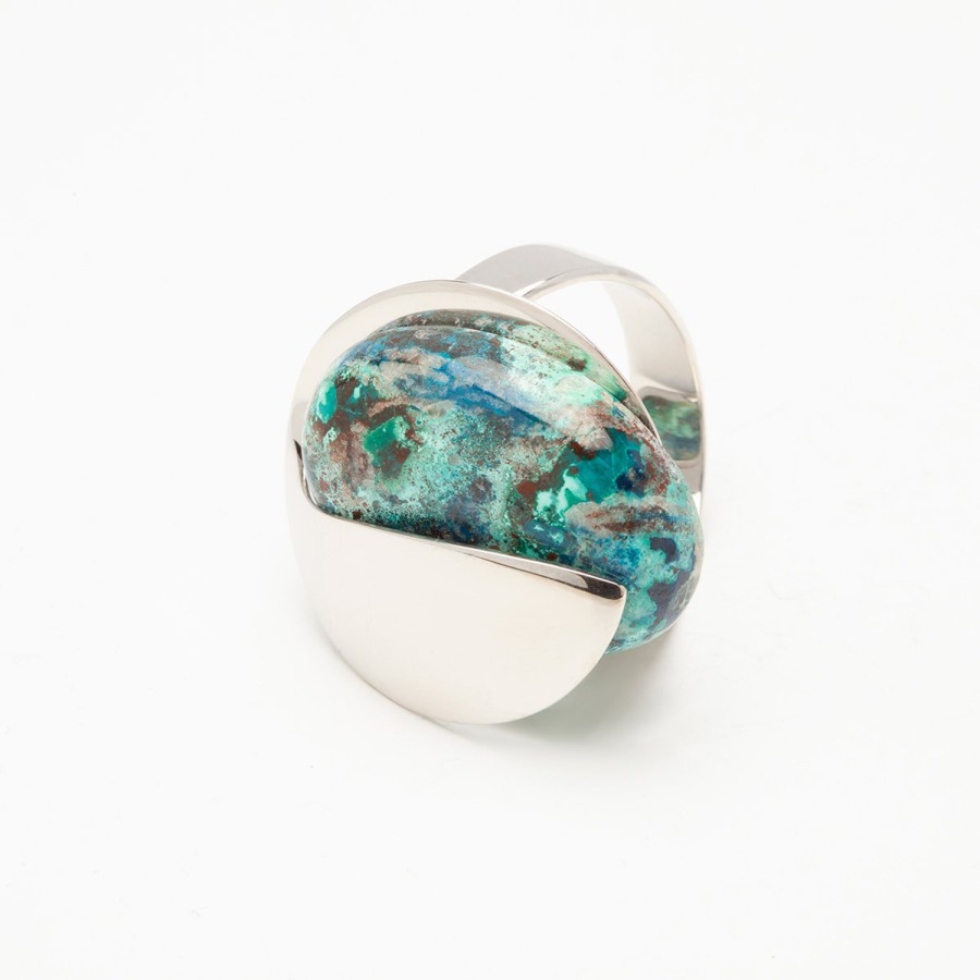 Anillo Plata Crisocola - Colección Belén Bajo