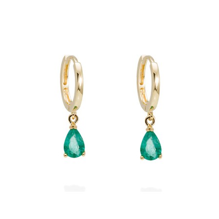 Pendientes Oro Aro Esmeraldas