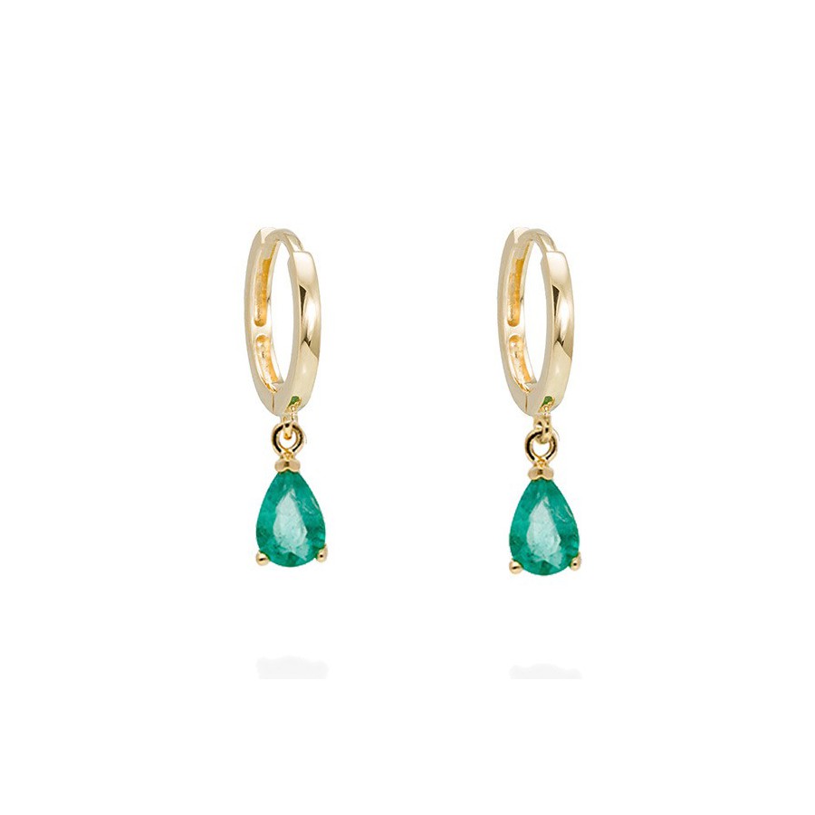 Pendientes Oro Aro Esmeraldas