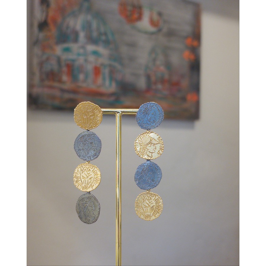 Pendientes Plata Chapada Monedas Griegas