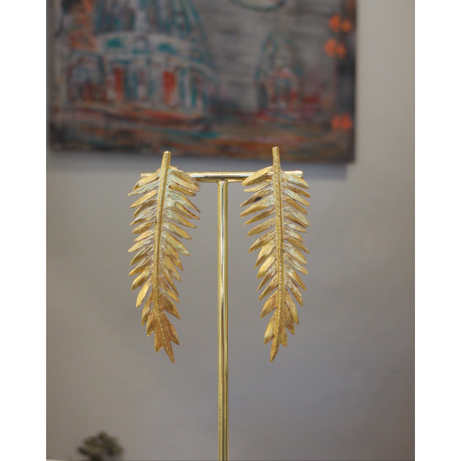 Pendientes Plata Chapada Hojas Acacia