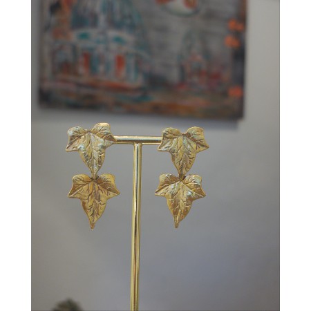 Pendientes Plata Hojas Doble