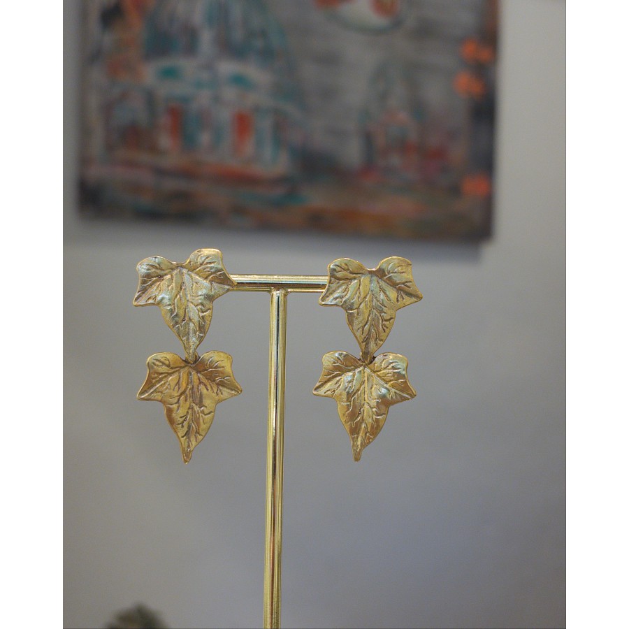 Pendientes Plata Hojas Doble