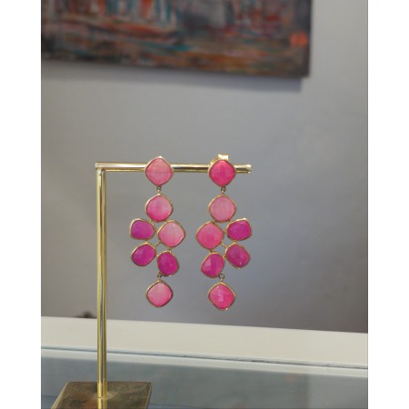 Pendientes Plata Chapada Ágatas Fucsia