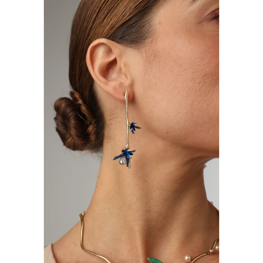 Pendientes Bronce Corales Azules