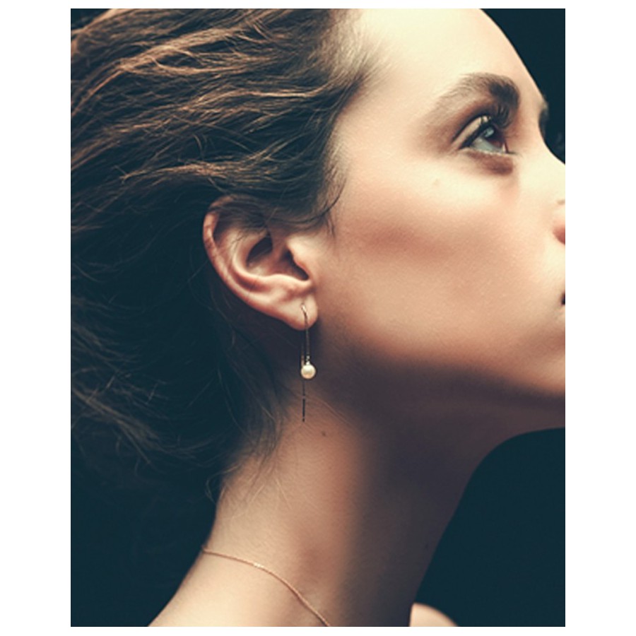 Pendientes Oro Cadenita Perlas Cultivadas