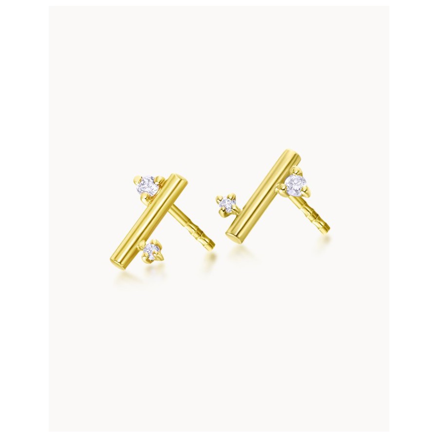 Pendientes Barrita Oro y Diamantes