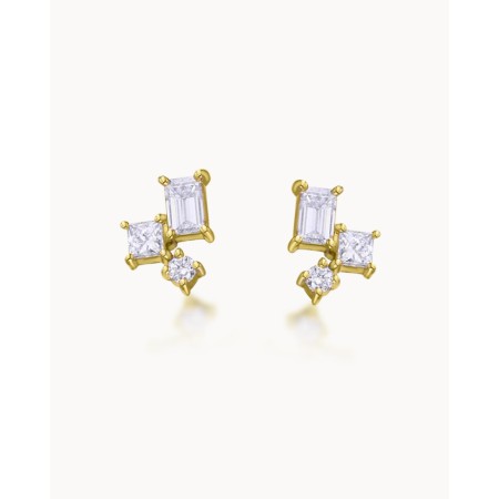 Pendientes Oro Diamantes Cuadrados