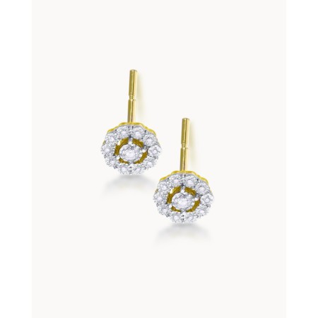 Pendientes Rosetas Oro Bicolor y Diamantes