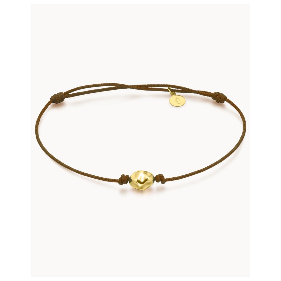 Pulsera Pepita Oro Macramé Chocolate