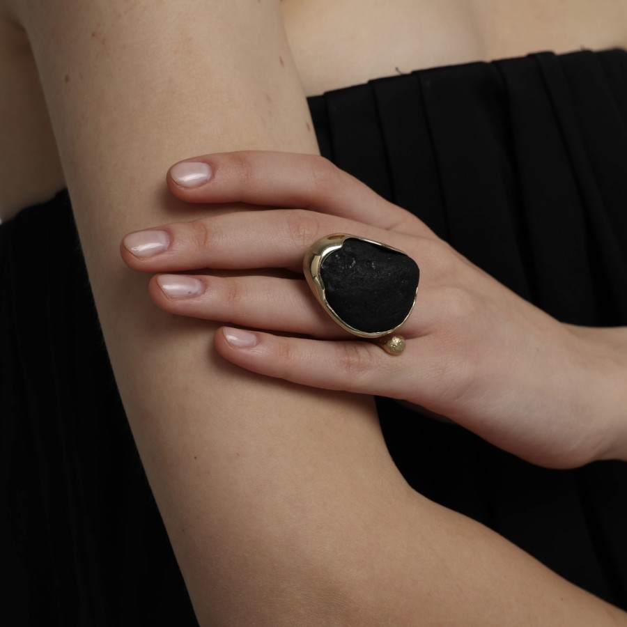 Anillo Bronce Stone Negro