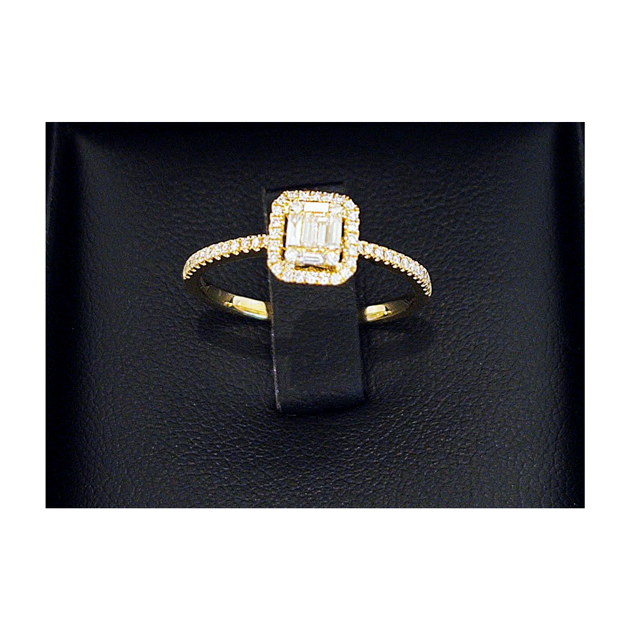 Anillo Oro Diamantes Baguette y Brillante