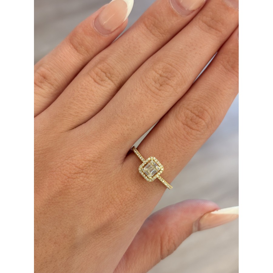 Anillo Oro Diamantes Baguette y Brillante