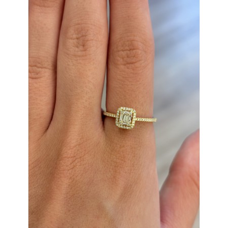 Anillo Oro Diamantes Baguette y Brillante