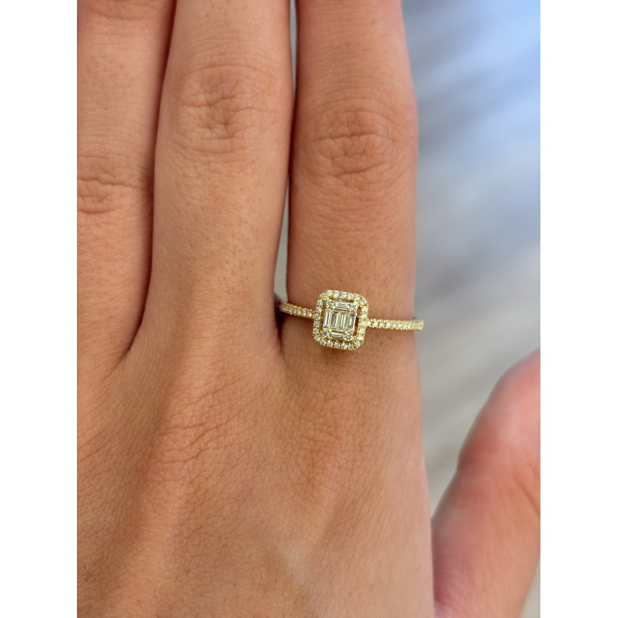 Anillo Oro Diamantes Baguette y Brillante